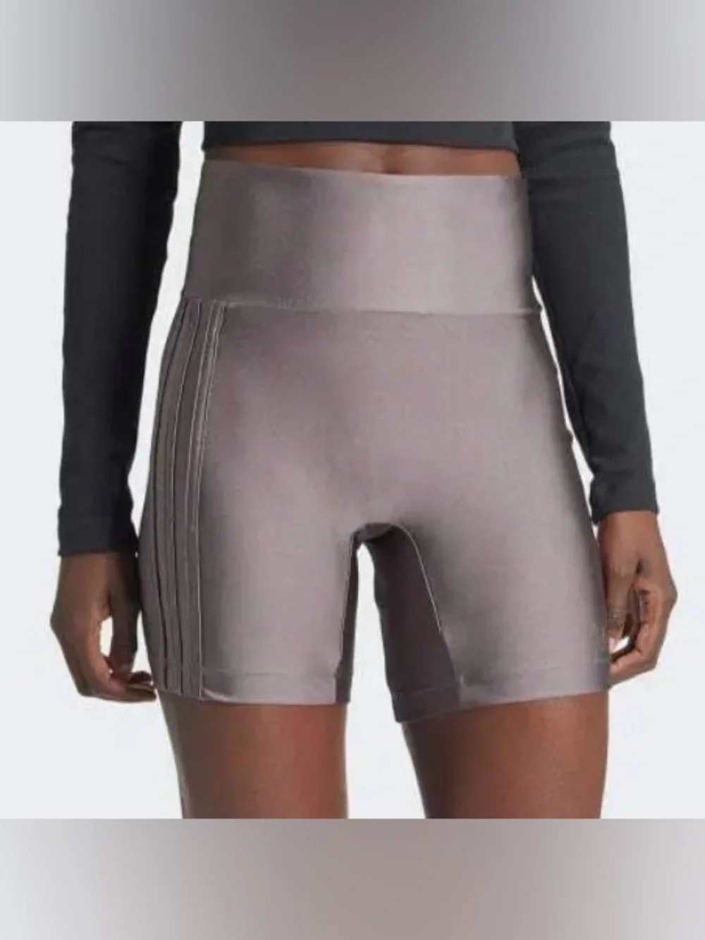 Adidas 3-Stripes Spandex Charcoal Biker Shorts - Size L